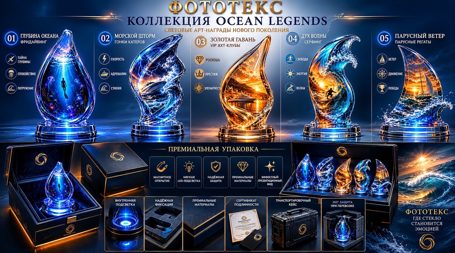 OCEAN LEGENDS — коллекция световых арт-наград нового поколения